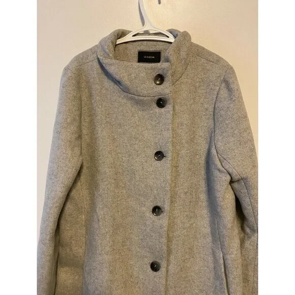 Le Chateau Wool Blend Funnel Neck Asymmetrical Grey Coat Size XXL - Picture 5 of 9